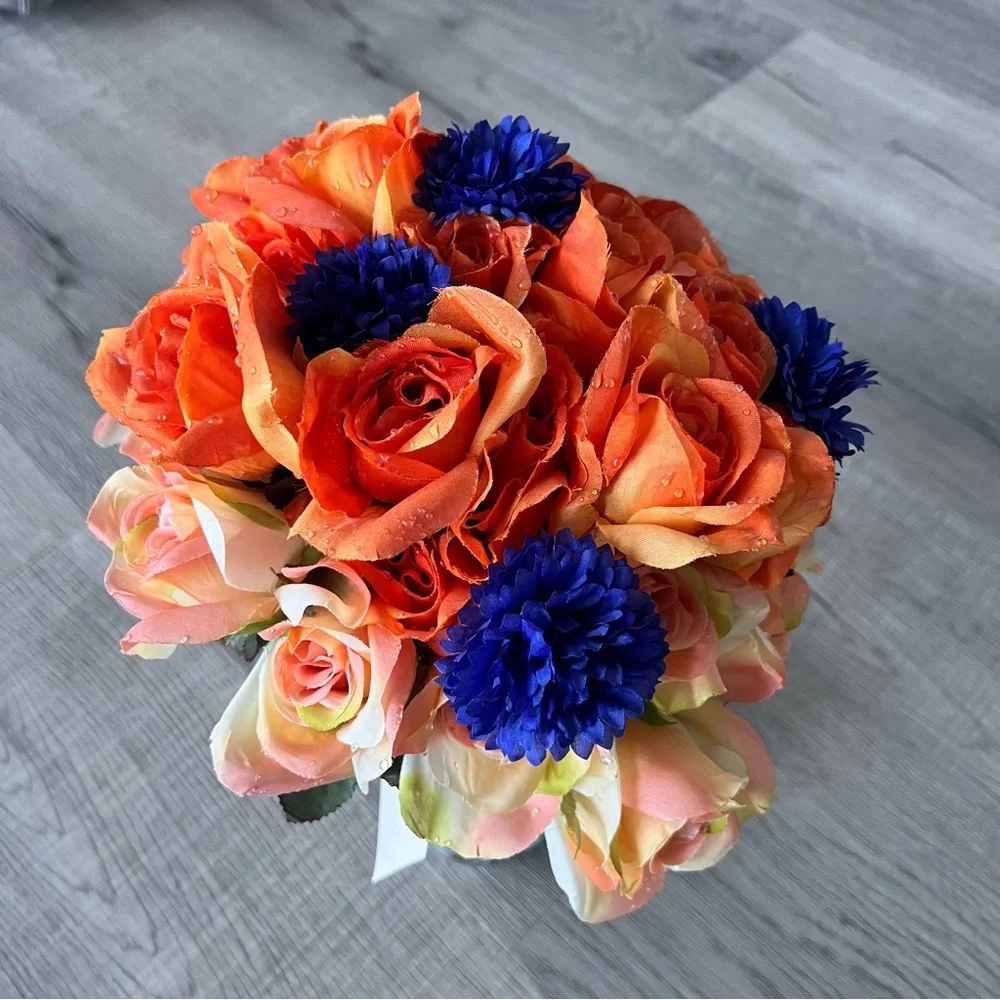 Vibrant Orange and Blue Floral Bouquet